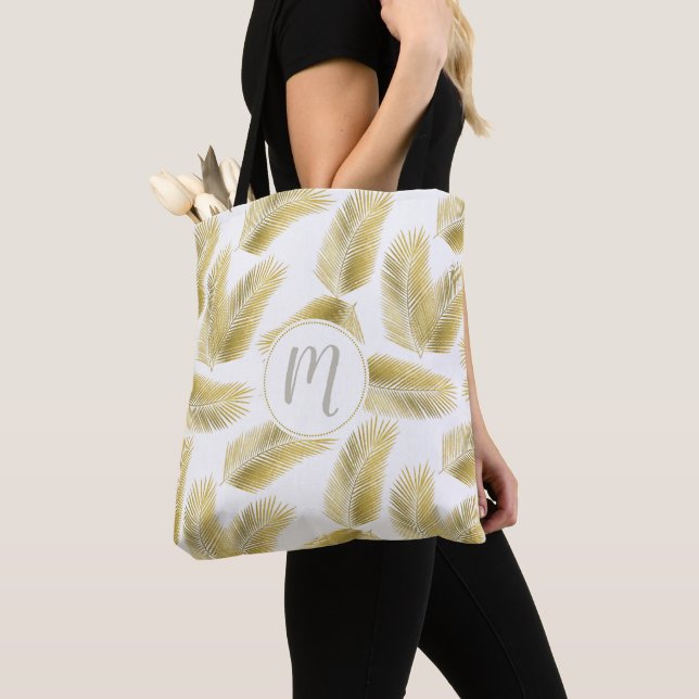 Muster und Monogramm für Palm-Blätter aus Gold Tasche (Von Nahem)