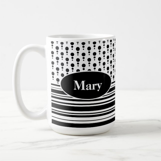 Muster und Streifen für Personalisierte schwarze u Kaffeetasse (Links)