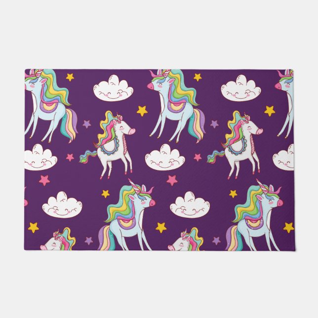 Muster Unicorn Funny Magic Horse Fußmatte (Vorderseite)
