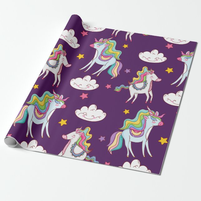 Muster Unicorn Funny Magic Horse Geschenkpapier (Ungerollt)