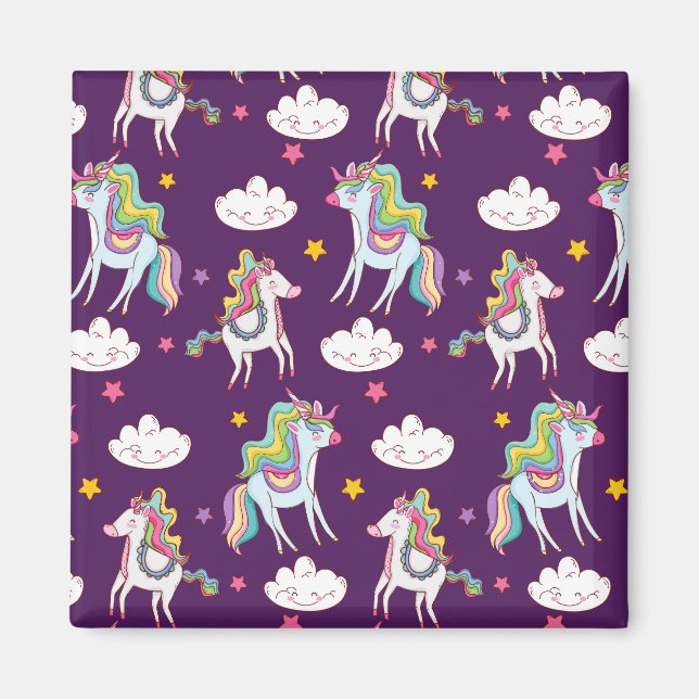 Muster Unicorn Funny Magic Horse Magnet (Vorne)