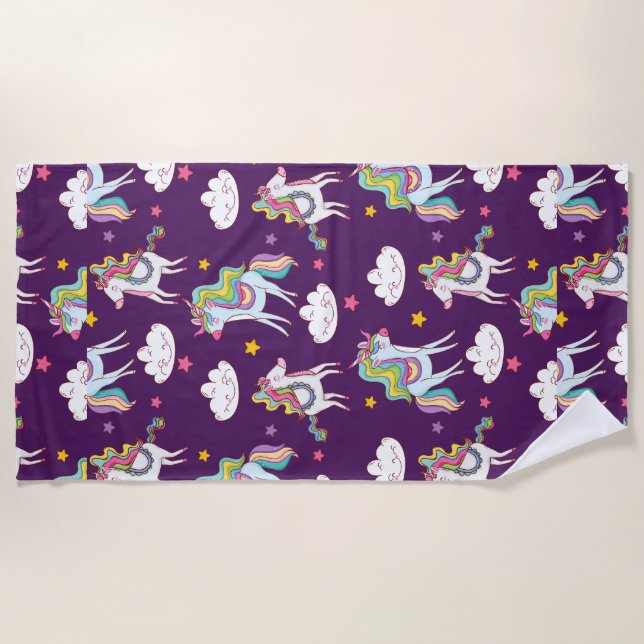 Muster Unicorn Funny Magic Horse Strandtuch (Vorderseite)