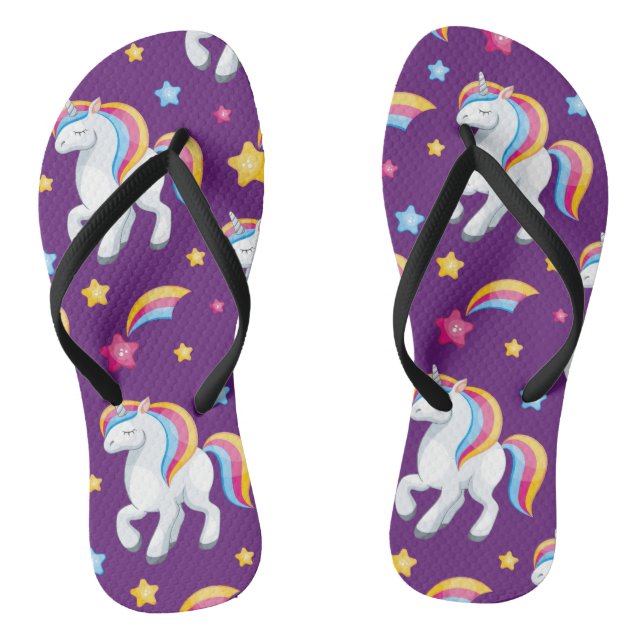 Muster Unicorn Magic Horse Niedlich Flip Flops (Fußbett)