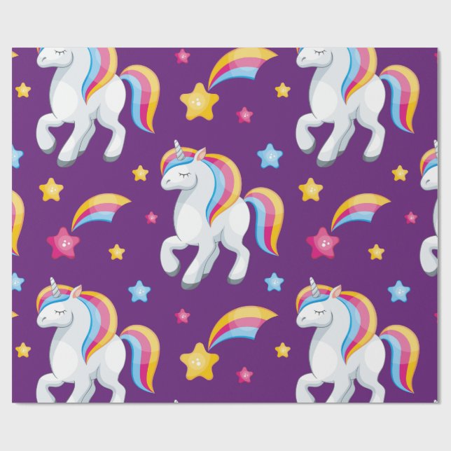 Muster Unicorn Magic Horse Niedlich Geschenkpapier (Flach)