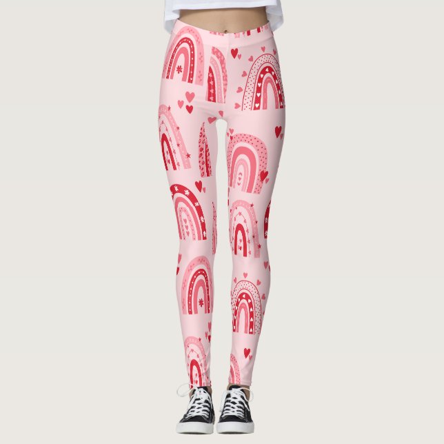 Muster Valentine 2023 Hintergrund mit Herz-Liebe Leggings (Vorderseite)