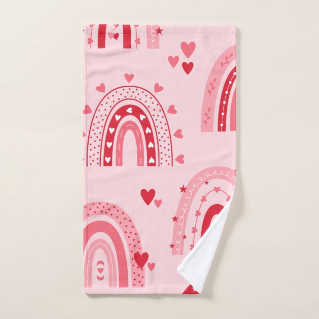Muster Valentine 2024 Hintergrund mit Herz-Liebe Handtuch (Handtuch)