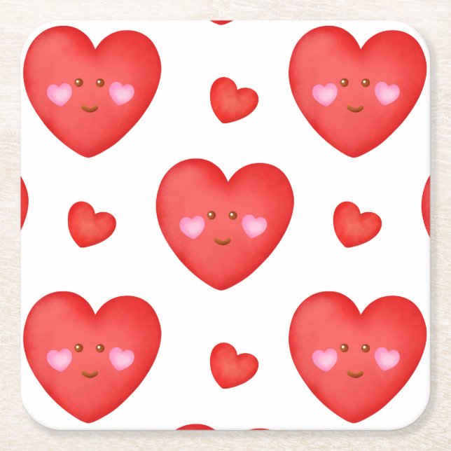 Muster Valentine Hintergrund mit Herz-Liebe Rechteckiger Pappuntersetzer (Vorderseite)