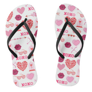 Muster Valentinstag 2024 Hintergrund mit Herz Flip Flops