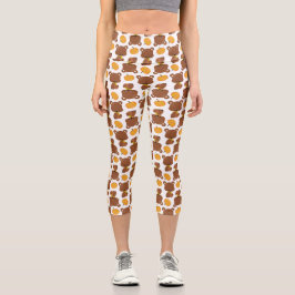 Muster von Bären, Niedlichen Bären, Fall, Kürbiski Capri Leggings