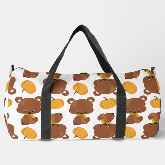 Muster von Bären, Niedlichen Bären, Fall, Kürbiski Duffle Bag (Vorderseite)