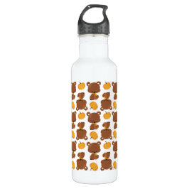 Muster von Bären, Niedlichen Bären, Fall, Kürbiski Edelstahlflasche