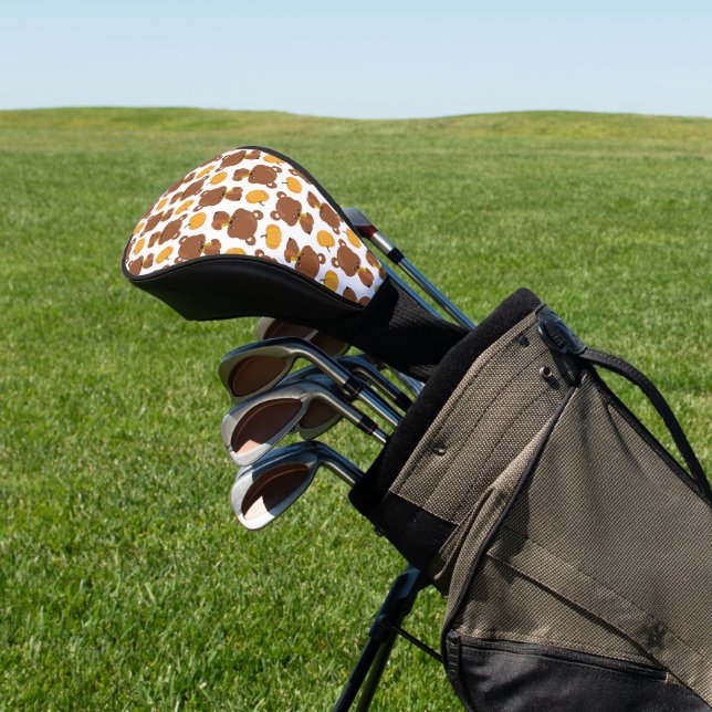 Muster von Bären, Niedlichen Bären, Fall, Kürbiski Golf Headcover (In SItu)