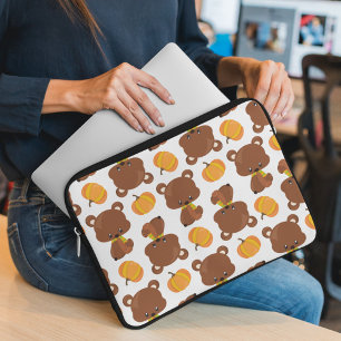 Muster von Bären, Niedlichen Bären, Fall, Kürbiski Laptopschutzhülle