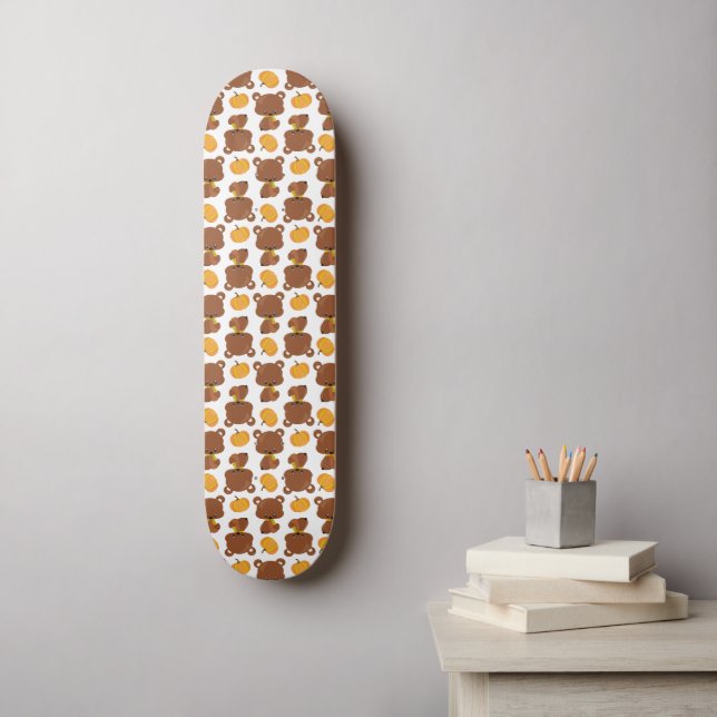 Muster von Bären, Niedlichen Bären, Fall, Kürbiski Skateboard (Wandkunst)