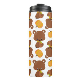 Muster von Bären, Niedlichen Bären, Fall, Kürbiski Thermosbecher