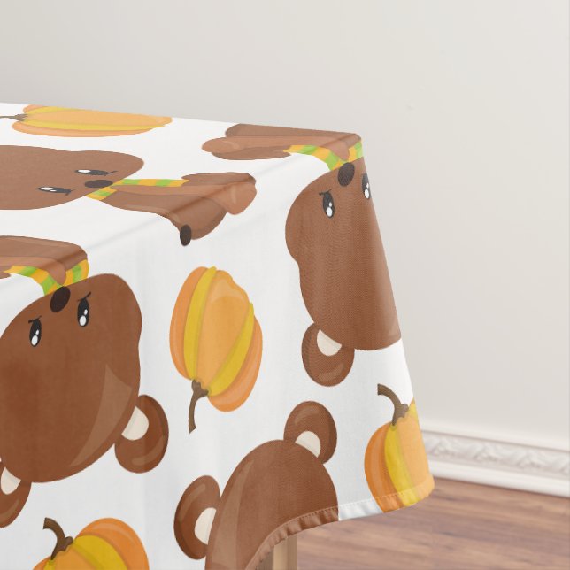 Muster von Bären, Niedlichen Bären, Fall, Kürbiski Tischdecke (Beispiel)