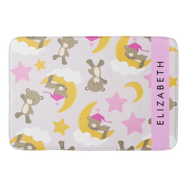 Muster von Bären, Teddybären, Sternen, Ihr Name Badematte (Vorderseite)
