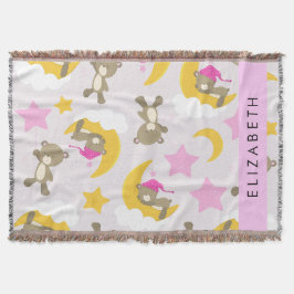 Muster von Bären, Teddybären, Sternen, Ihr Name Decke