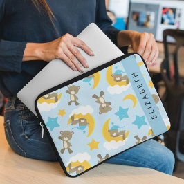 Muster von Bären, Teddybären, Sternen, Ihr Name Laptopschutzhülle