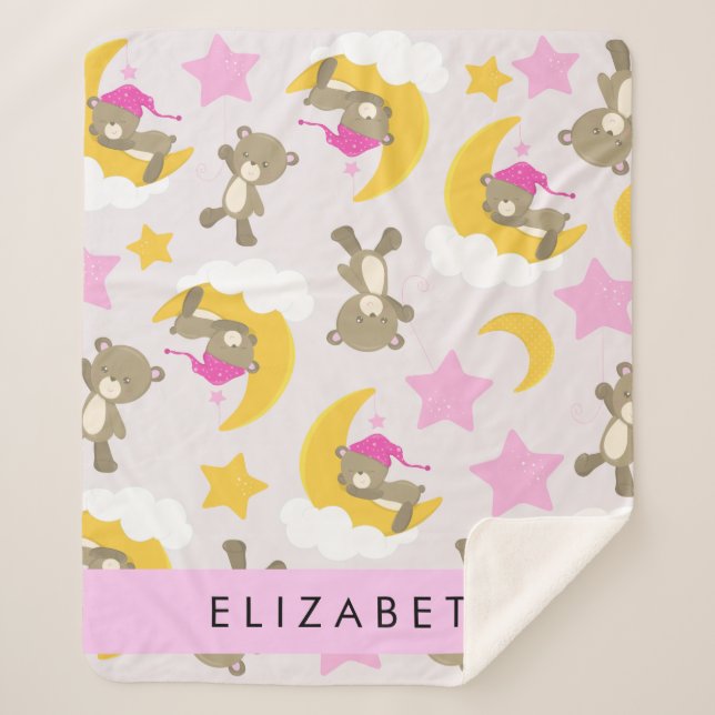 Muster von Bären, Teddybären, Sternen, Ihr Name Sherpadecke (Vorderseite)