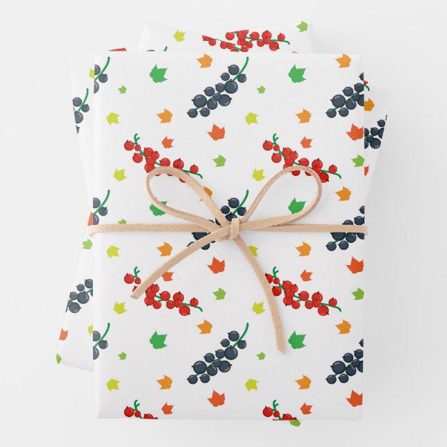 Muster von Beeren, Rotzbeeren, Blaubeere, Obst Geschenkpapier Set (Beispiel)
