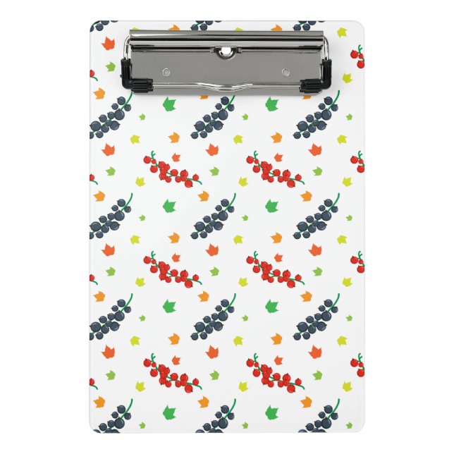 Muster von Beeren, Rotzbeeren, Blaubeere, Obst Mini Klemmbrett (Vorderseite)
