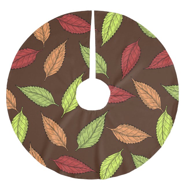 Muster von Blätter, farbenfrohe Blätter, Herbstblä Polyester Weihnachtsbaumdecke (Vorderseite)
