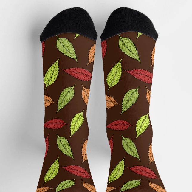 Muster von Blätter, farbenfrohe Blätter, Herbstblä Socken (Oben)