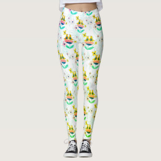 Muster von Blume und Vögeln Leggings