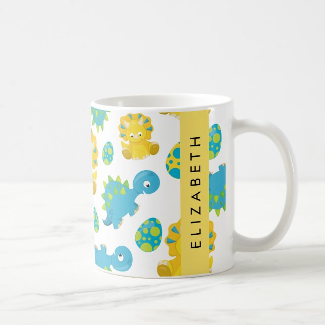 Muster von Dinosauriern, Niedliche Dinosaurier, Ih Kaffeetasse (Rechts)
