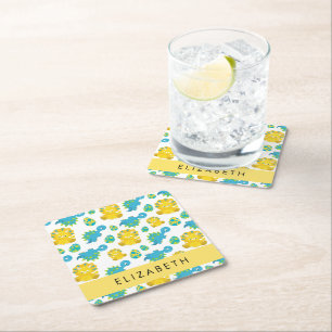Muster von Dinosauriern, Niedliche Dinosaurier, Ih Rechteckiger Pappuntersetzer