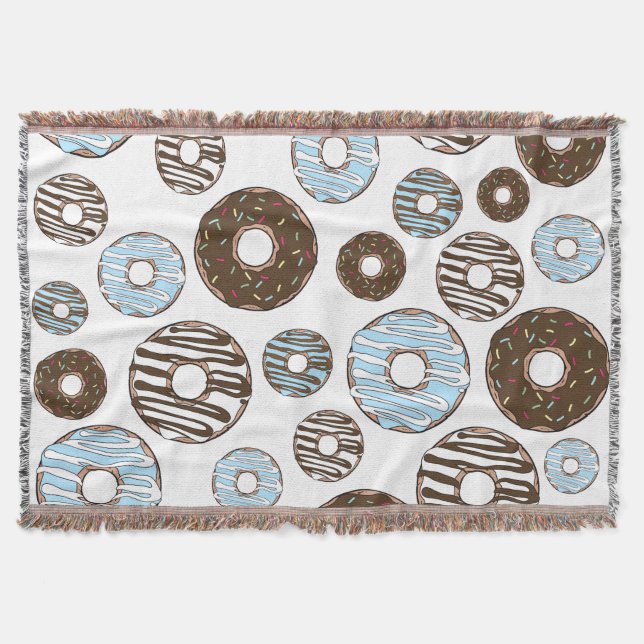 Muster von Donuts, blauen Donuts, braunen Donuts Decke (Vorderseite)