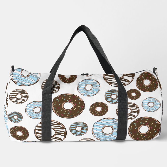 Muster von Donuts, blauen Donuts, braunen Donuts Duffle Bag (Vorderseite)