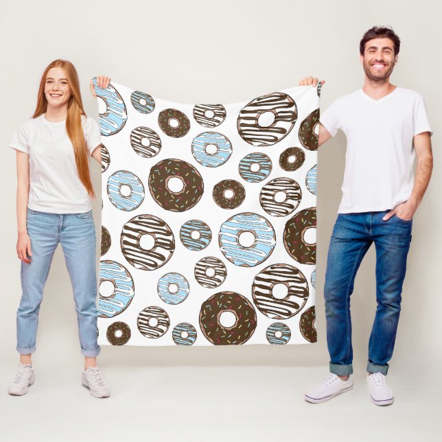 Muster von Donuts, blauen Donuts, braunen Donuts Fleecedecke (Beispiel)