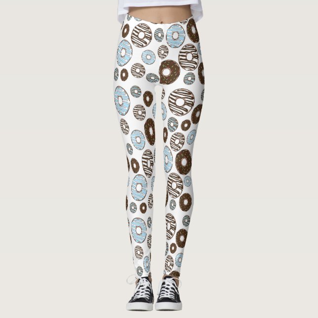 Muster von Donuts, blauen Donuts, braunen Donuts Leggings (Vorderseite)