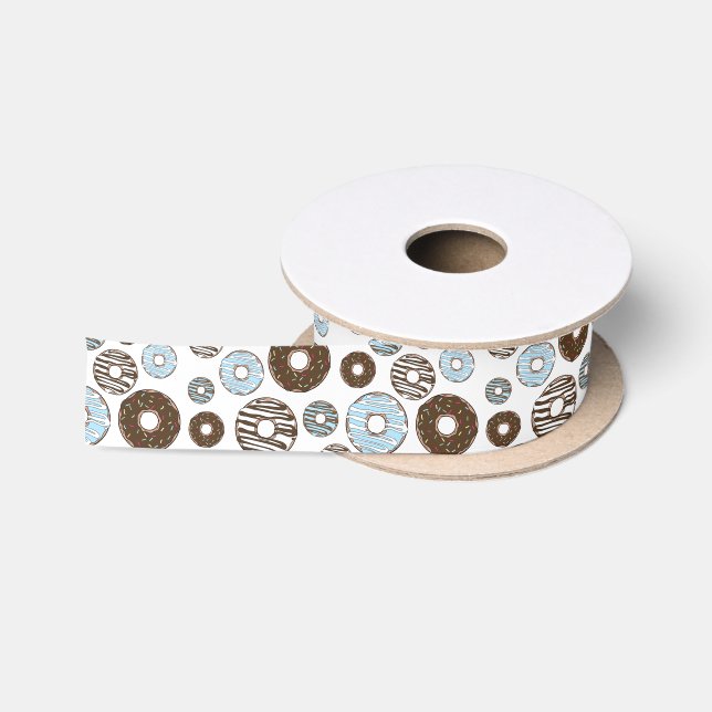 Muster von Donuts, blauen Donuts, braunen Donuts Satinband (Spule)