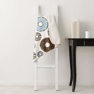 Muster von Donuts, blauen Donuts, braunen Donuts Sherpadecke