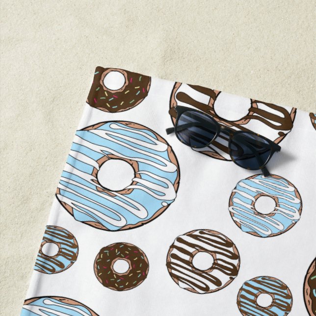 Muster von Donuts, blauen Donuts, braunen Donuts Strandtuch (Beispiel)