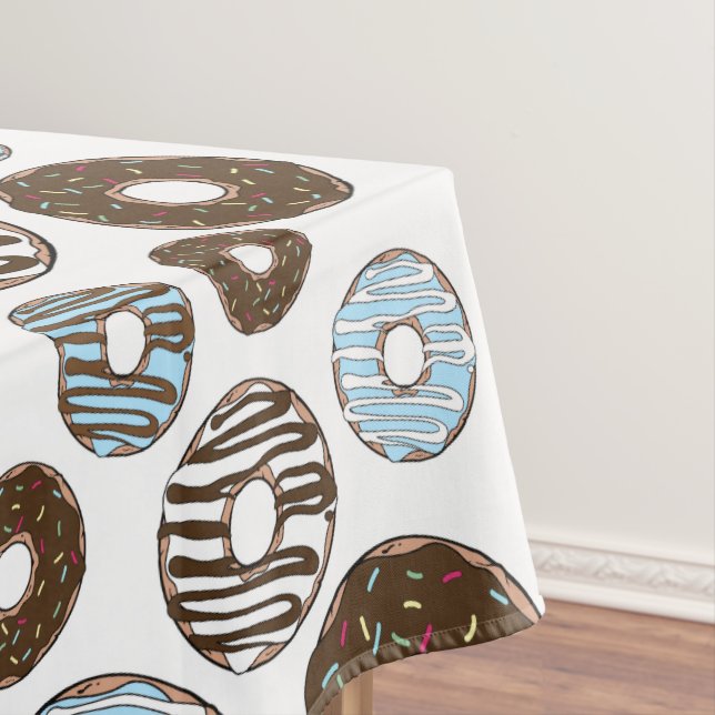 Muster von Donuts, blauen Donuts, braunen Donuts Tischdecke (Beispiel)