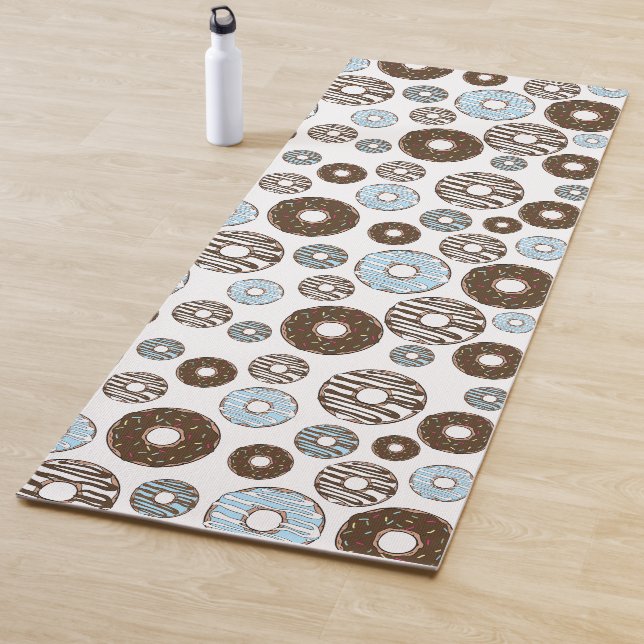 Muster von Donuts, blauen Donuts, braunen Donuts Yogamatte (Beispiel)
