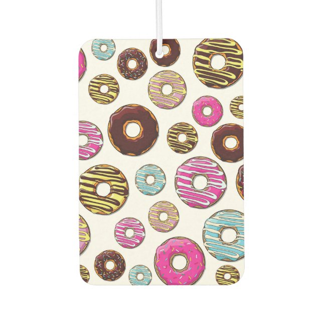 Muster von Donuts, farbenfrohe Donuts, Sprinklen Autolufterfrischer (Vorderseite)