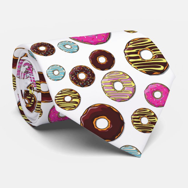 Muster von Donuts, farbenfrohe Donuts, Sprinklen Krawatte (Gerollt)