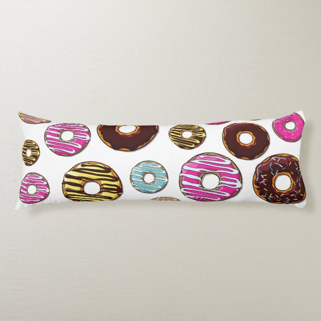 Muster von Donuts, farbenfrohe Donuts, Sprinklen Seitenschläferkissen (Vorderseite)