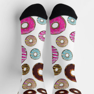 Muster von Donuts, farbenfrohe Donuts, Sprinklen Socken