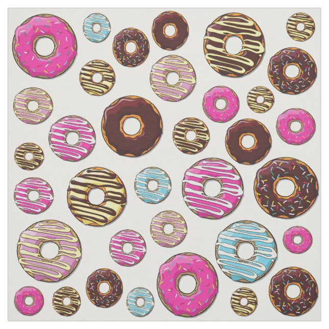 Muster von Donuts, farbenfrohe Donuts, Sprinklen Stoff (Muster)