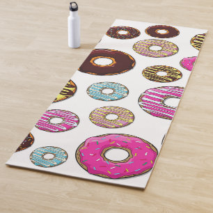 Muster von Donuts, farbenfrohe Donuts, Sprinklen Yogamatte