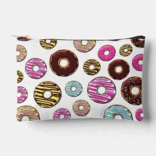 Muster von Donuts, farbenfrohe Donuts, Sprinklen Zubehörtasche