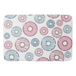 Muster von Donuts, rosa Donuts, blaue Donuts Badematte