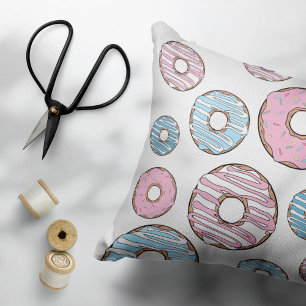 Muster von Donuts, rosa Donuts, blaue Donuts Dekokissen