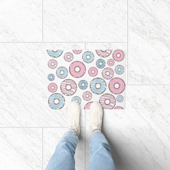 Muster von Donuts, rosa Donuts, blaue Donuts Fußmatte (Indoor)